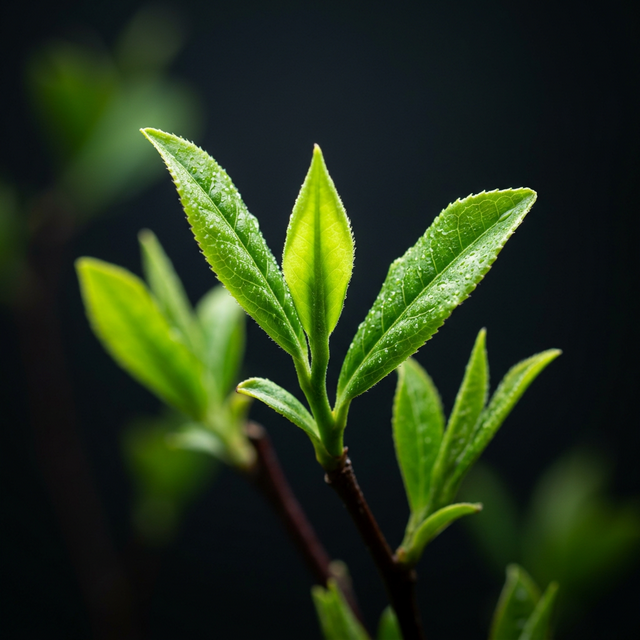 Premium Japanese green tea leaves